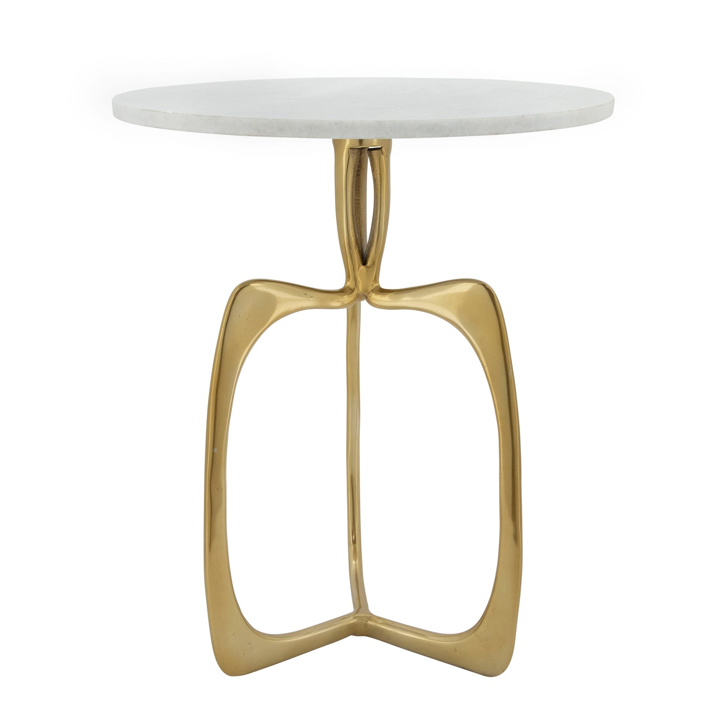 Accent Table With White Marble - Gold