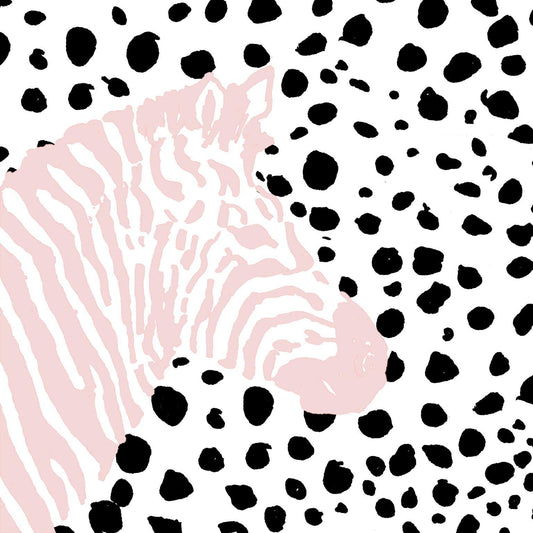 Small - Pink Zebra On Dots By Patricia Pinto