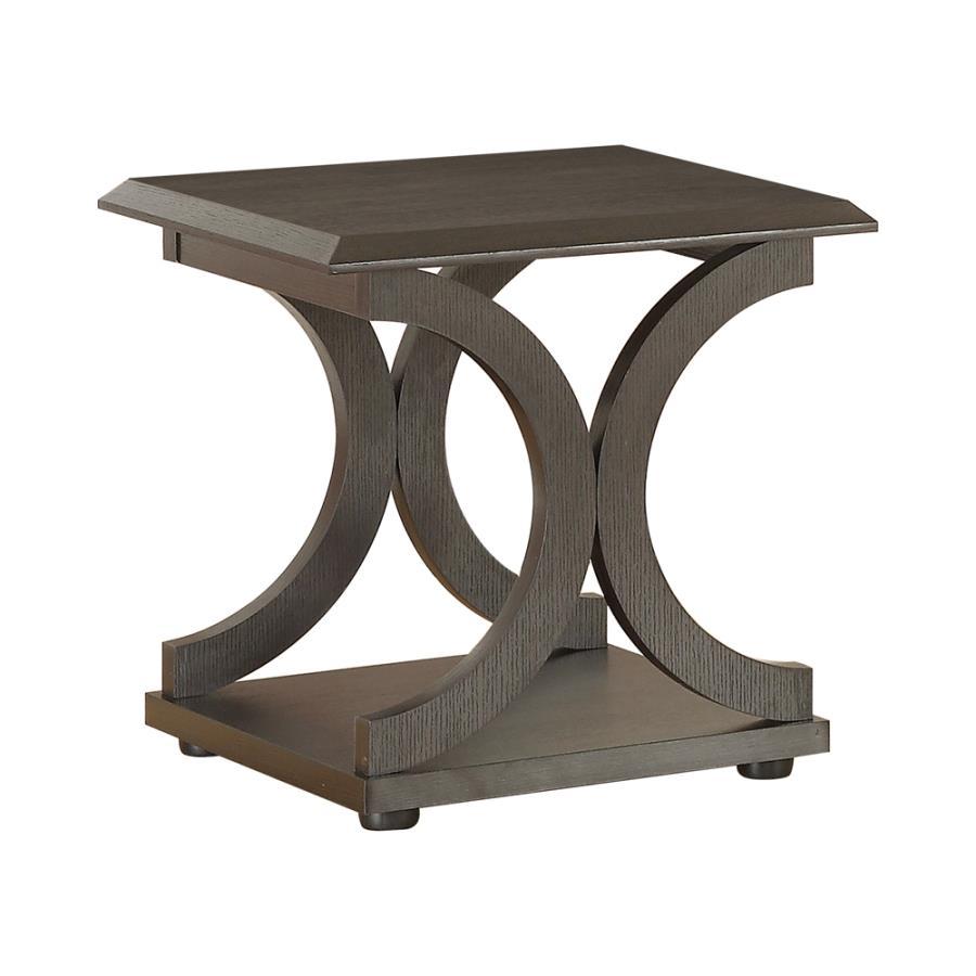 Shelly - C-shaped Base End Table - Brown