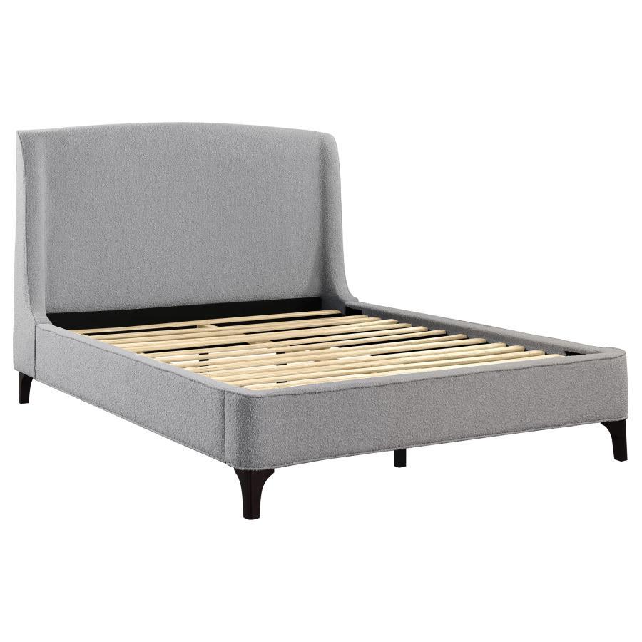 Queen Bed - Pearl Silver and White