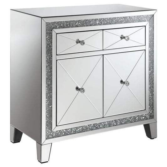 Arwen - Accent Mirrored Cabinet - Pearl Silver