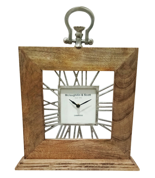 Mango Wood Table Clock 13 x 16" - Natural