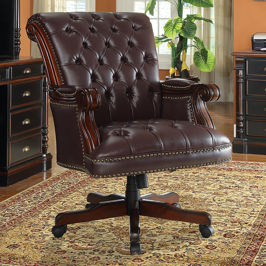 Calloway - Tufted Adjustable Height Office Chair - Brown