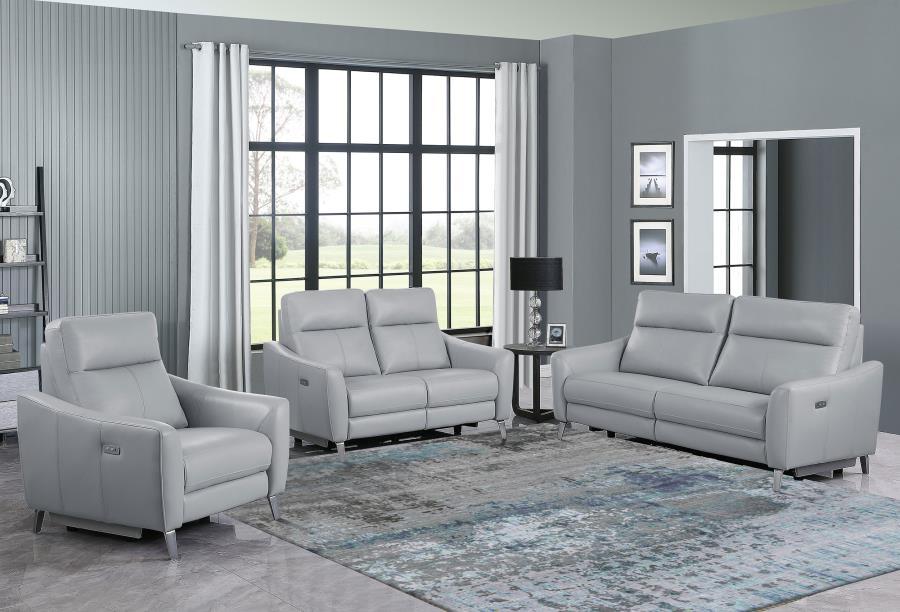 Derek - 3 Piece Power Reclining Living Room Sets - Pearl Silver