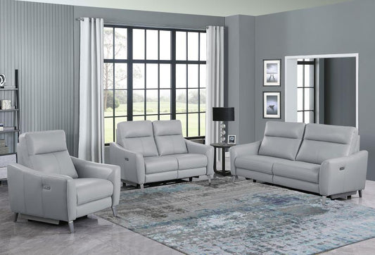 Derek - 3 Piece Power Reclining Living Room Sets - Pearl Silver