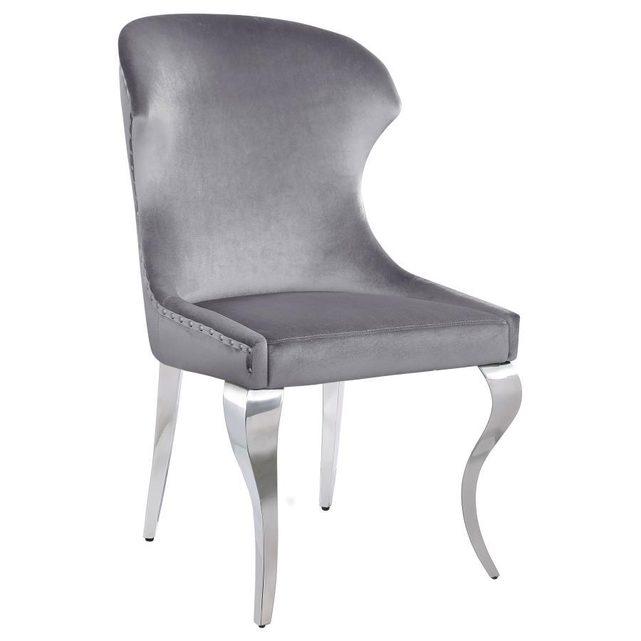 Amma Velvet Side Chair (Set of 2) - Gray