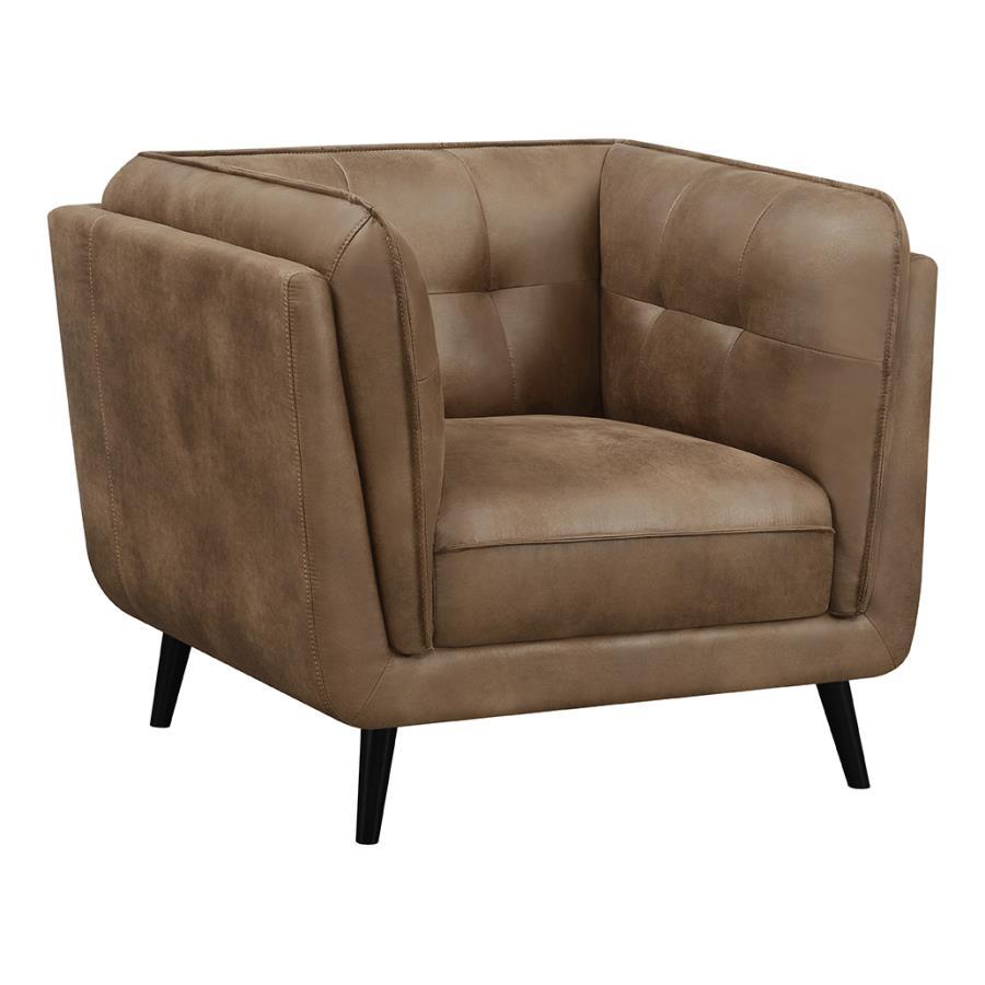 Thatcher Upholstered Button Tufted Chair Brown