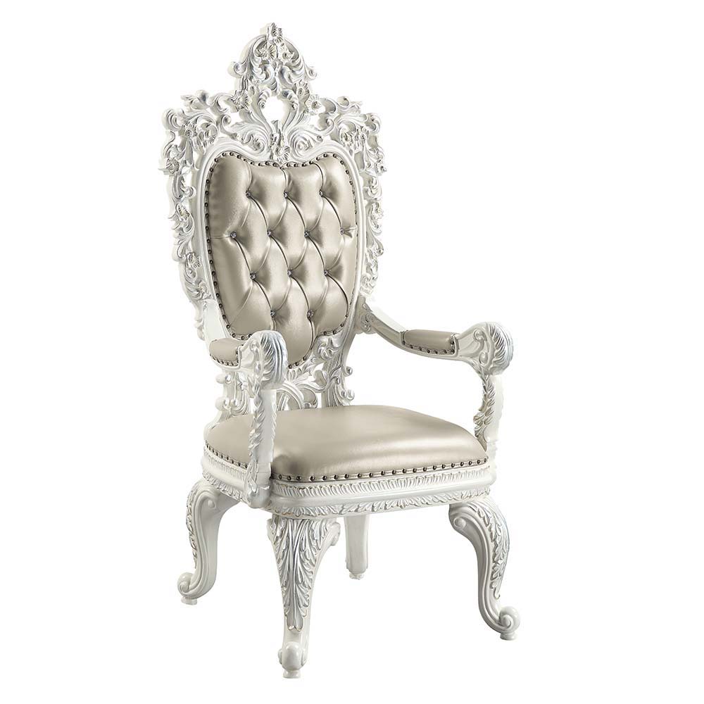 Vanaheim - Dining Chair (2 Piece) - Beige PU & Antique White Finish