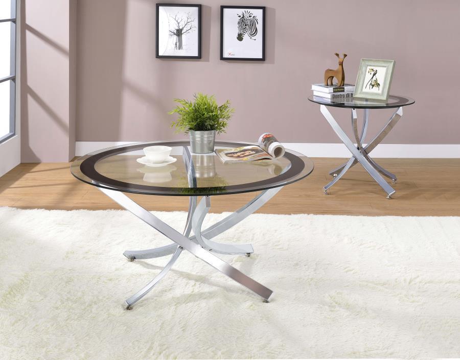 Brooke - Glass Top End Table - Pearl Silver