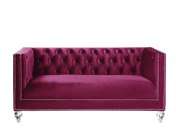 Heibero - Loveseat - Burgundy Velvet - 31"