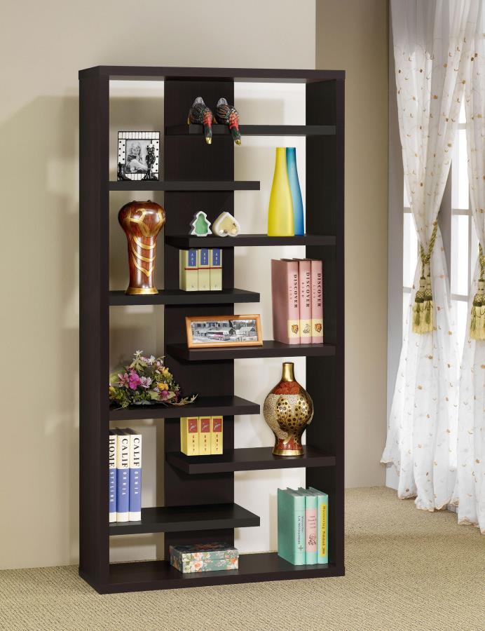 Altmark - Bookcase With Staggered Floating Shelves - Brown