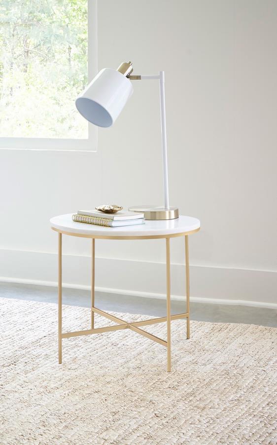 Ellison - Round X-cross End Table - White