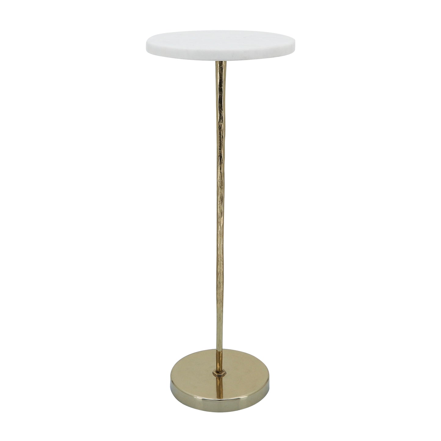 Metal / Marble Drink Table 21" - White / Gold