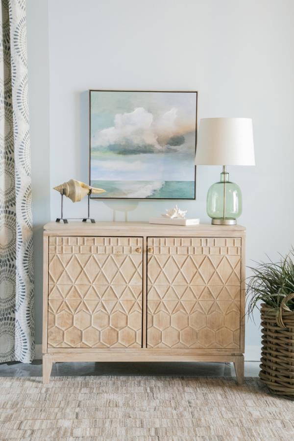 Eberto - 2-door Geometric Accent Cabinet - Beige