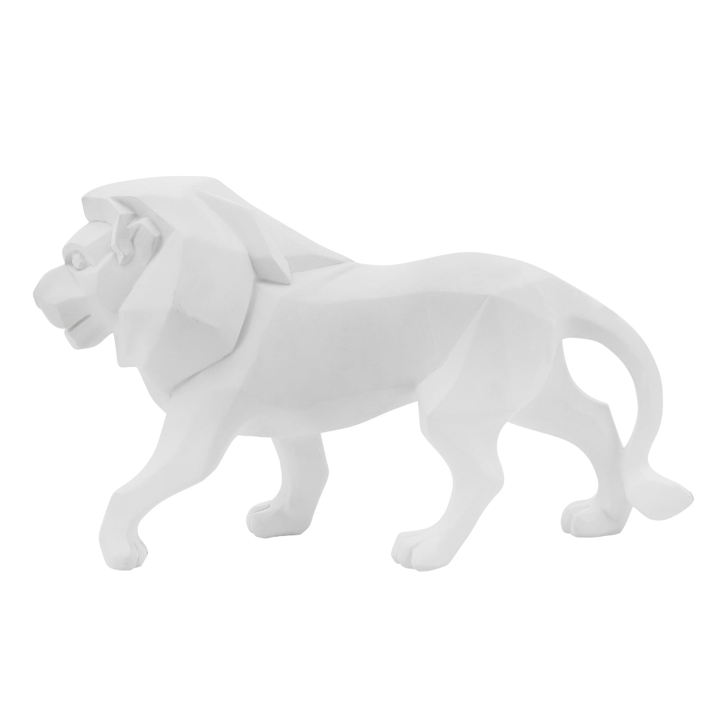 Resin 16" Standing Lion - White