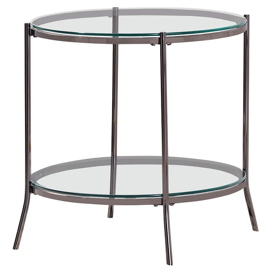 Laurie - Round Glass Top End Table - Gray