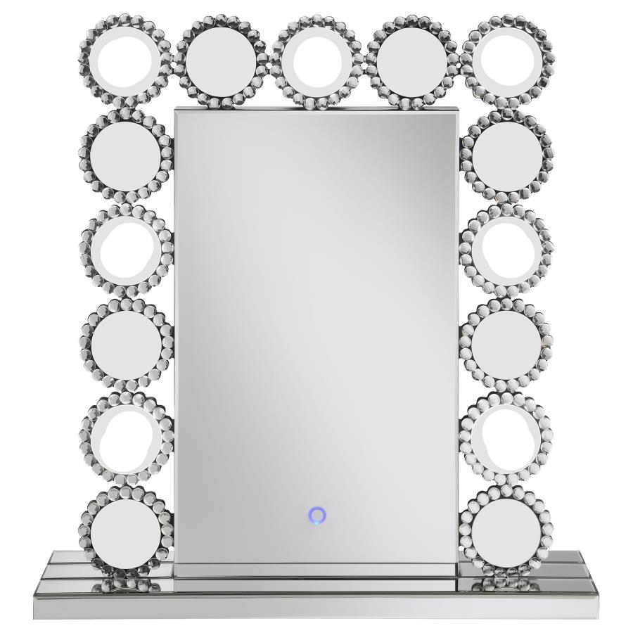 Aghes - Accent Mirror With 7 Led Lights - Pearl Silver