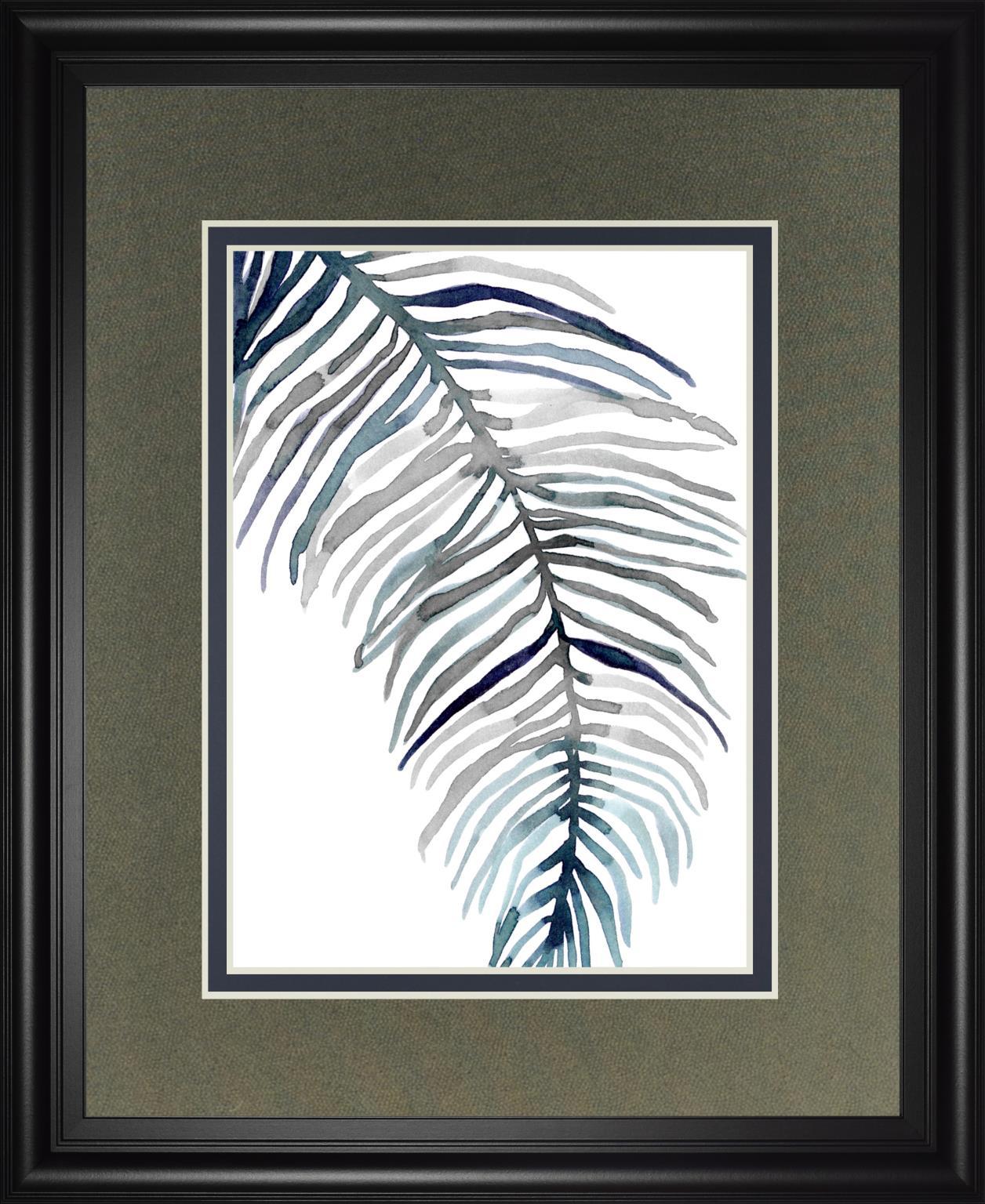 Blue Feathered Palm II By Emma Scarvey 34x40 - Dark Gray