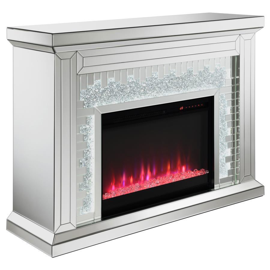 Gilmore - Fireplaces Mirrored with LED lights  - Pearl Silver