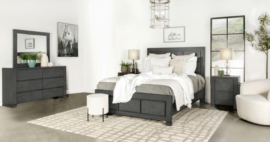 Lorenzo - Queen Bed 4 Piece Set - Dark Gray