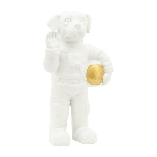 Ceramic 12" Astrodog Deco - White/Gold
