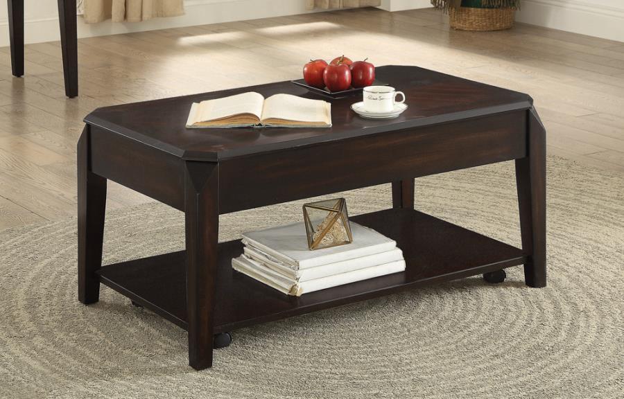 Baylor - Lift Top Coffee Table With Hidden Storage - Brown