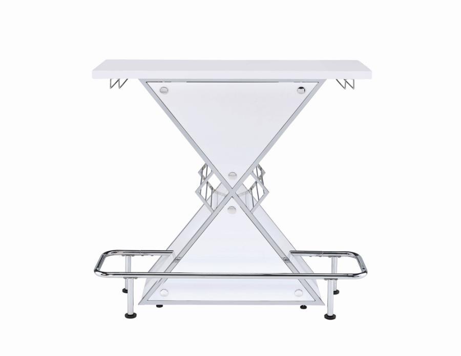 Atoka - X-Shaped Bar Unit With Wine Bottle Storage - White