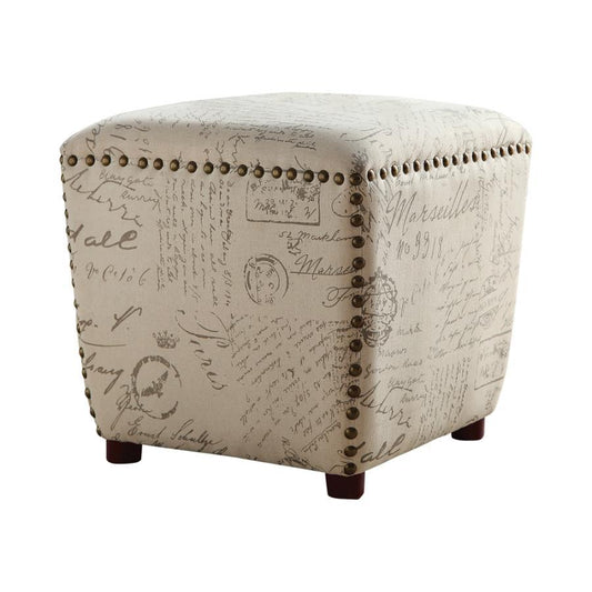 Lucy - Ottoman With Nailhead Trim - Beige