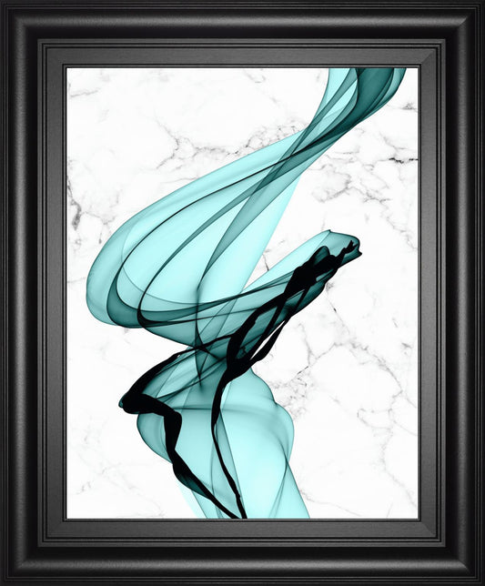 Teal Ribbons I Framed Print By Irena Orlov 22x26 - Green