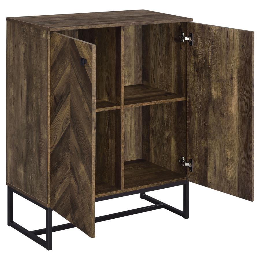 Carolyn - Accent Cabinet With Classic Herringbone - Pattern - Brown