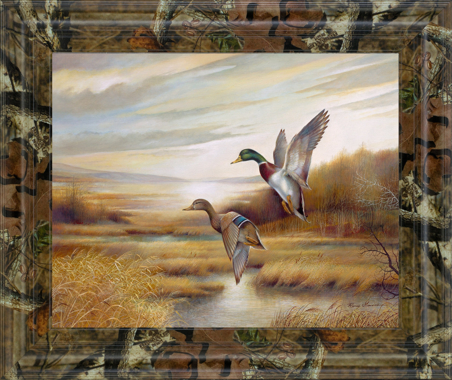 Mallards By Ruanne Manning And Mossy Oak Native Living - Framed Print Wall Art