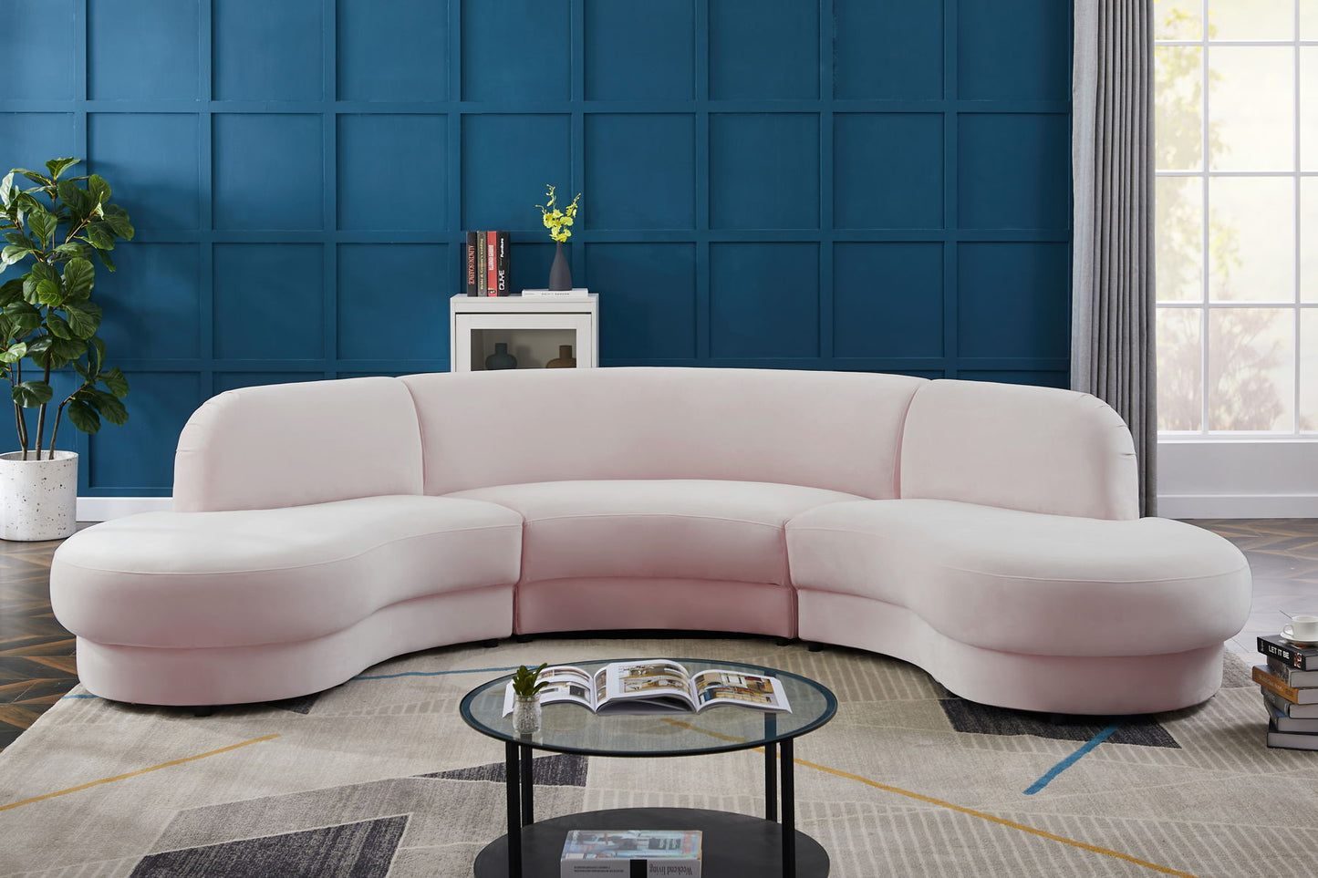 Rosa Velvet Modular 3 piece Sectional