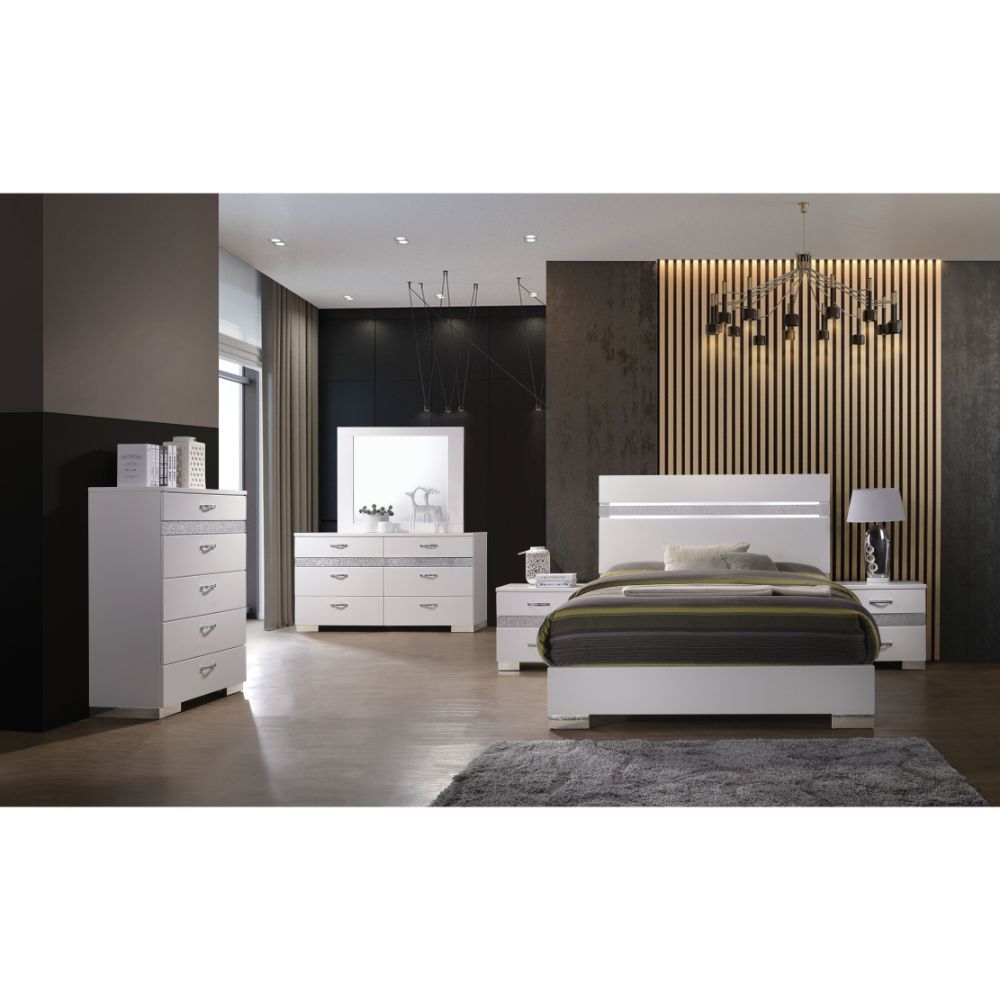 Naima II - Nightstand - White High Gloss