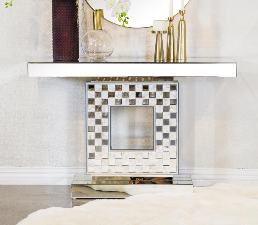 Claire - Checkerboard Square Base Console - White