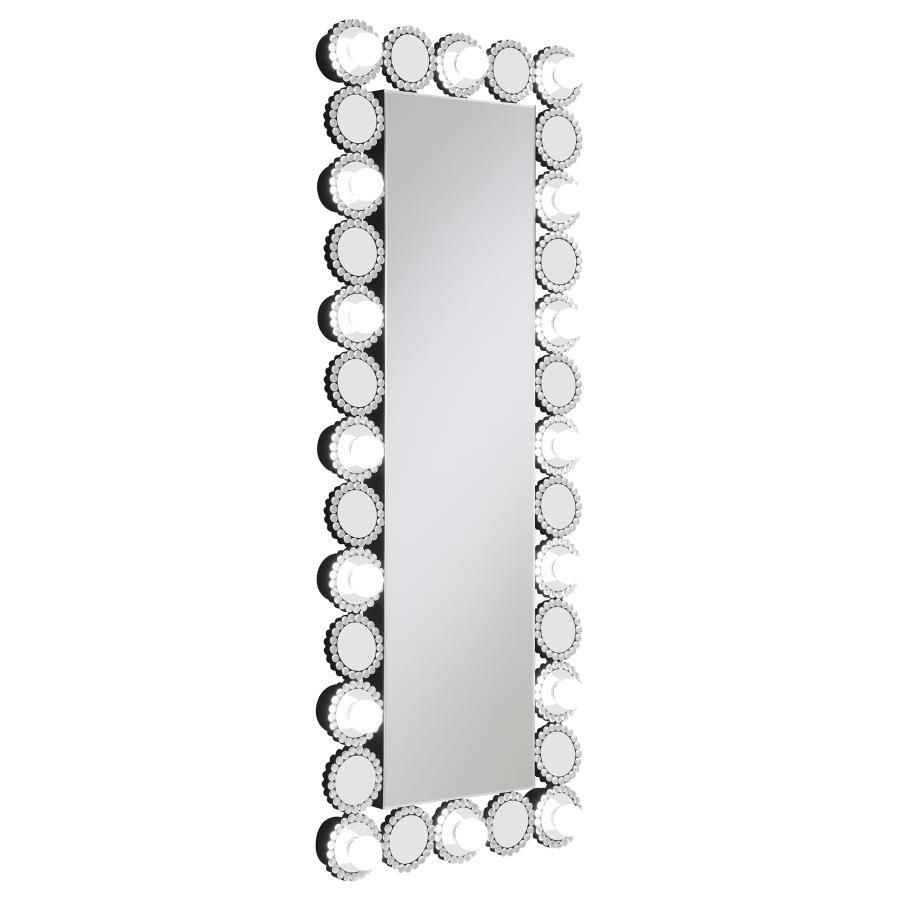 Aghes - Accent Mirror With 16 Led Lights - Pearl Silver