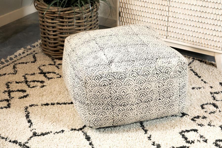 Landry - Square Upholstered Floor Pouf - White