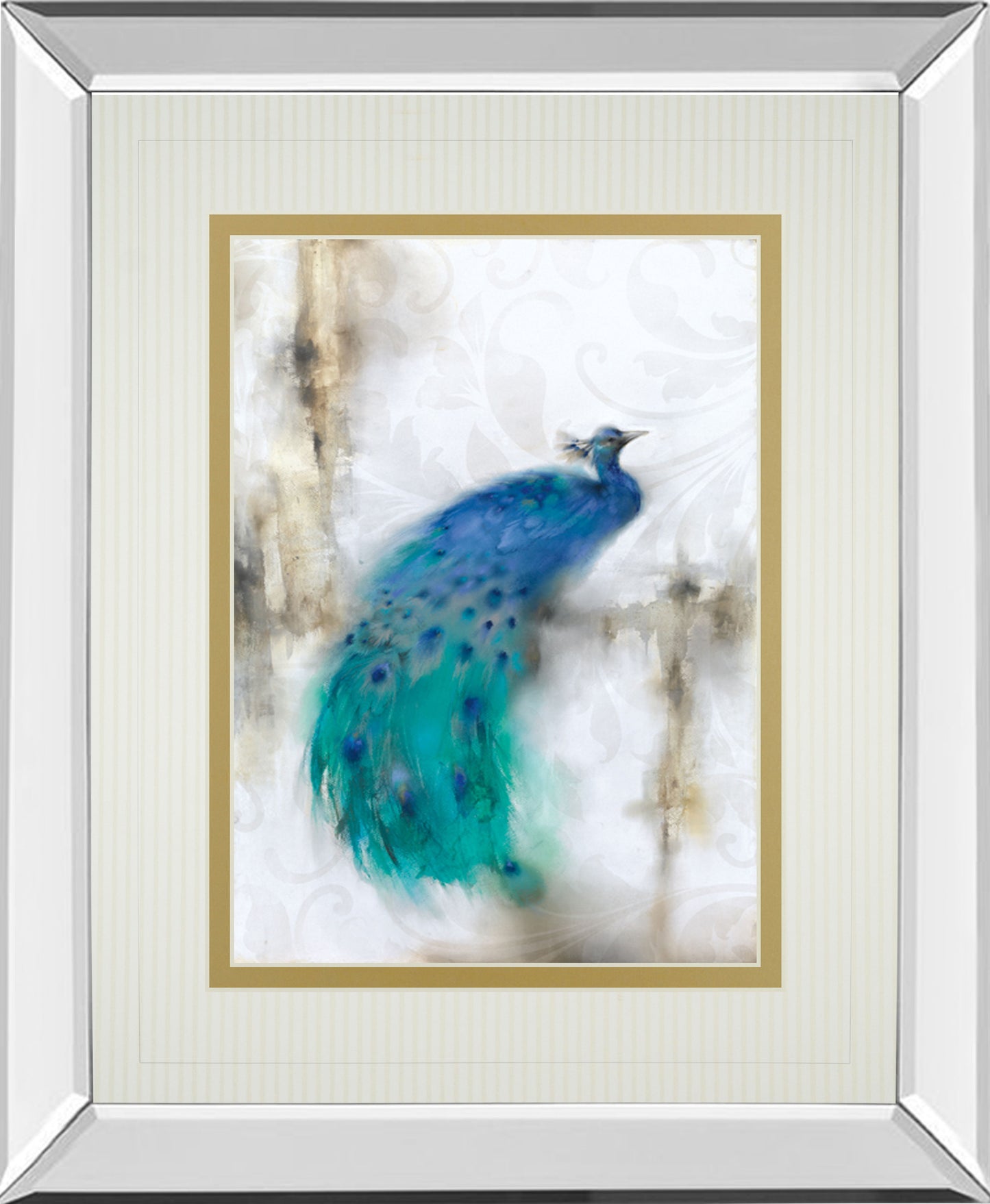 Jewel Plume By J. Prior - Mirror Framed Print Wall Art - Blue