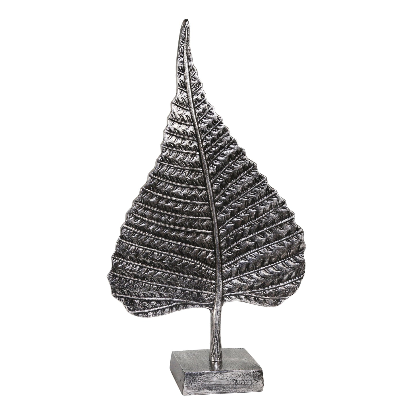 Aluminum Leaf On Stand 18" - Nickel Antique