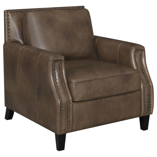 Leaton - Upholstered Recessed Arm Chair - Brown