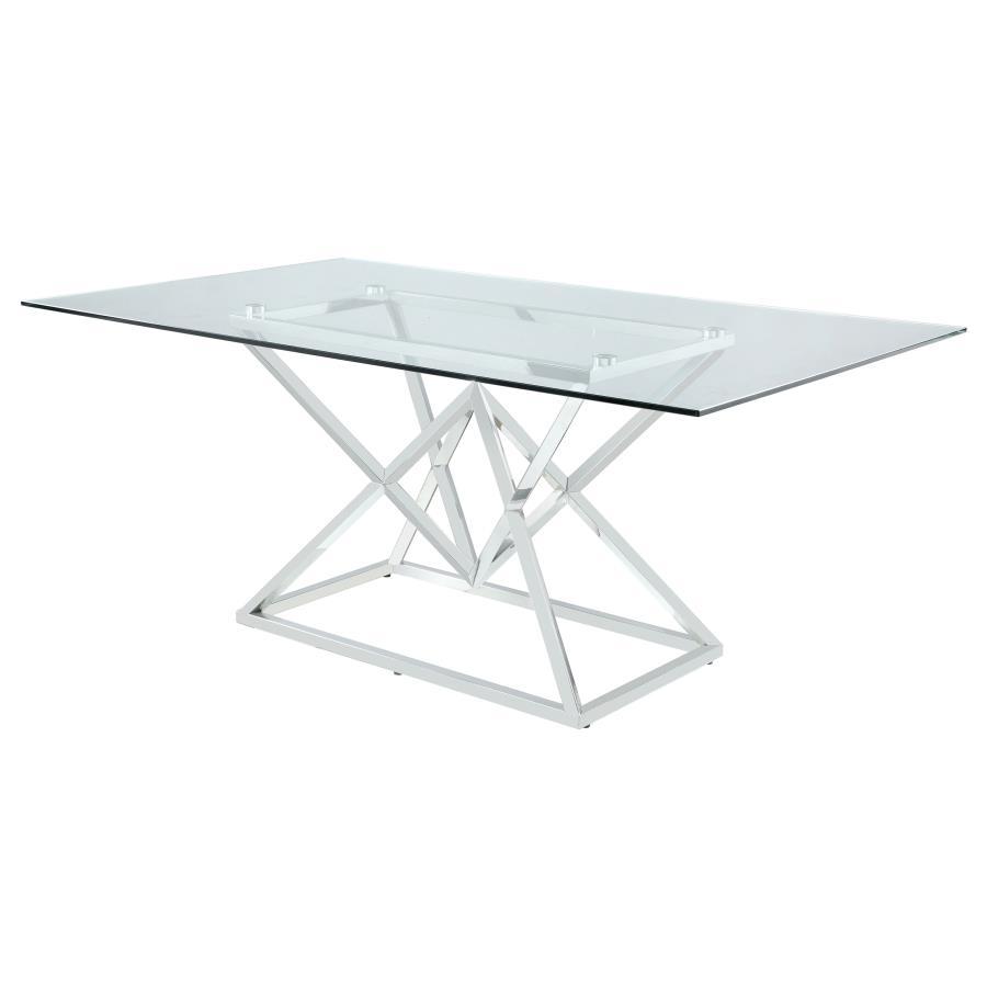 Beaufort - Rectangular Glass Dining Table - Pearl Silver