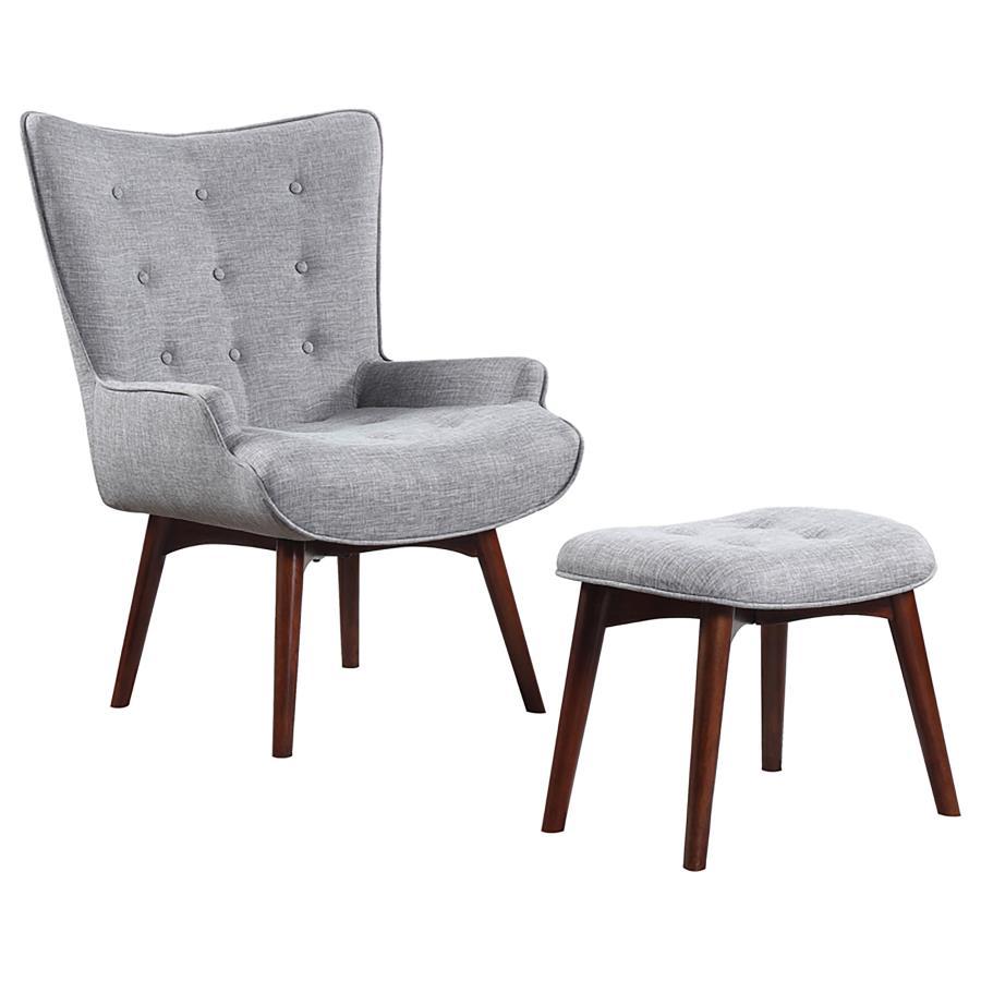 Willow - Upholstered Accent Chair With Ottoman - Pearl Silver