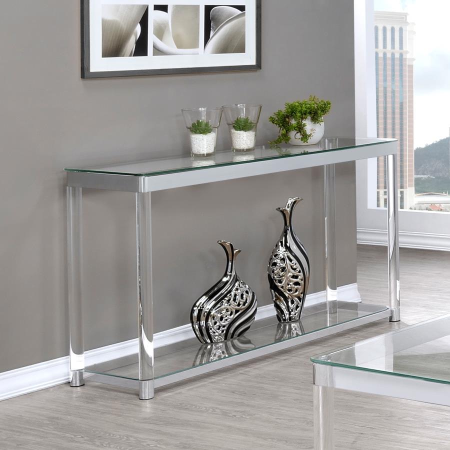 Anne - Claude Sofa Table With Lower Shelf Chrome And - Clear