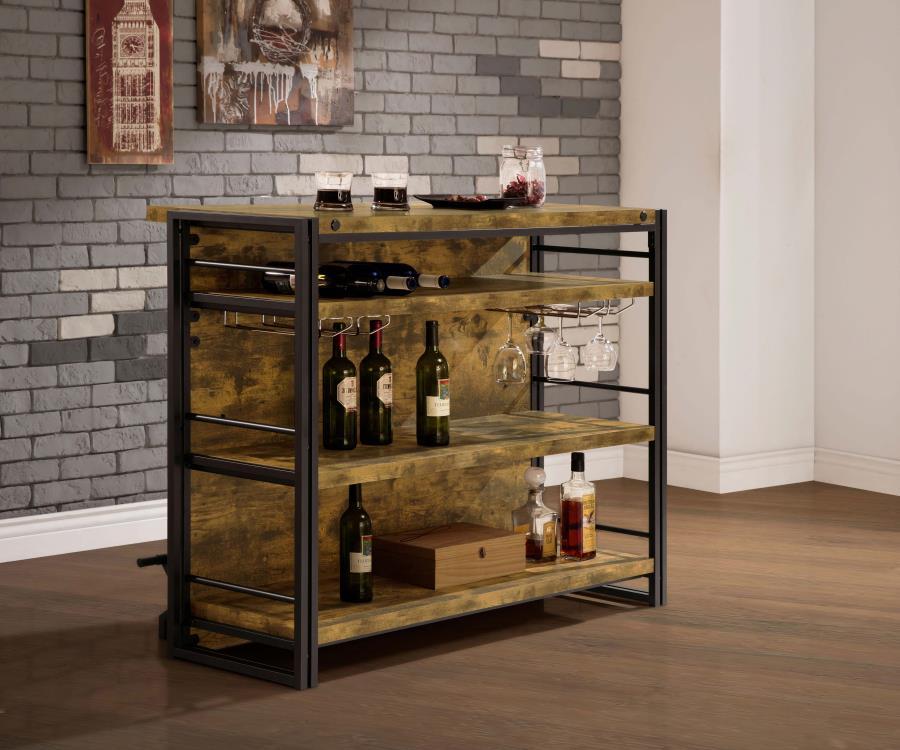 Renaldi - Bar Unit With Stemware Rack - Brown