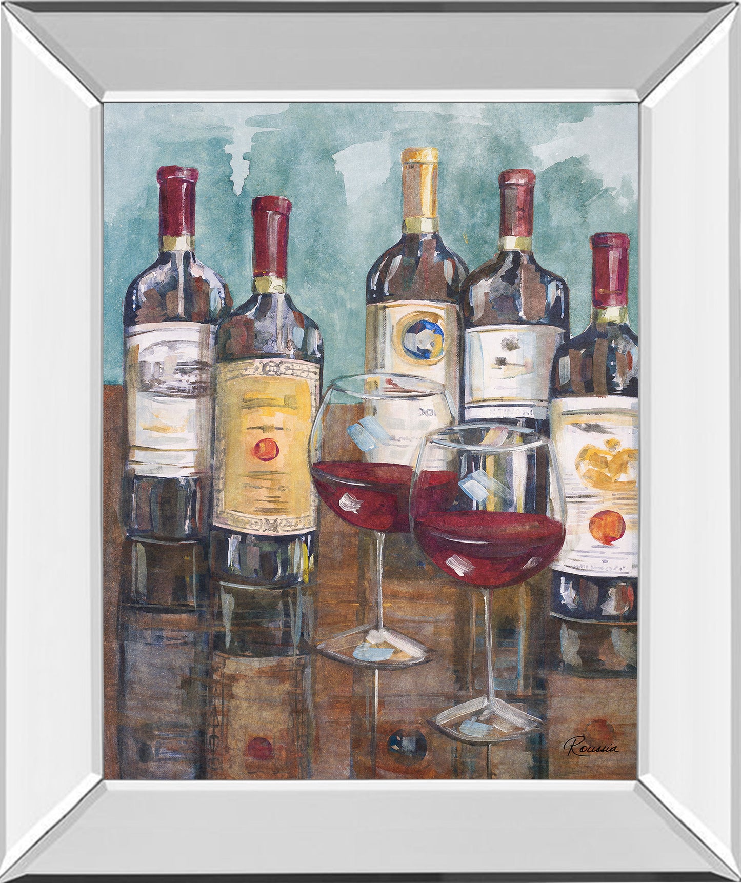 Wine Tasting II By Heather A. French-roussia - Mirrored Frame Wall Art - Dark Brown