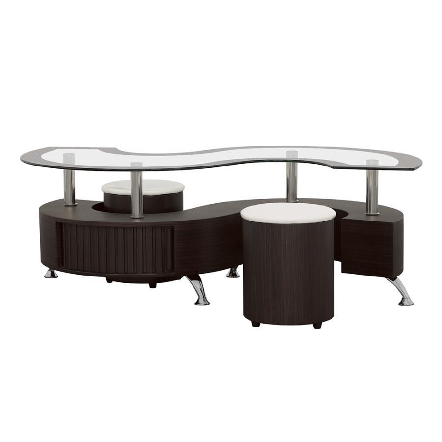 Buckley - 3 Piece Coffee Table And Stool Set - Black