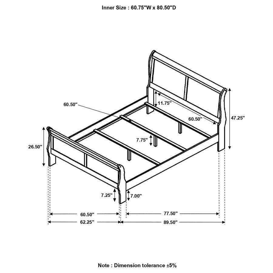 Louis Philippe - Panel Sleigh Bed