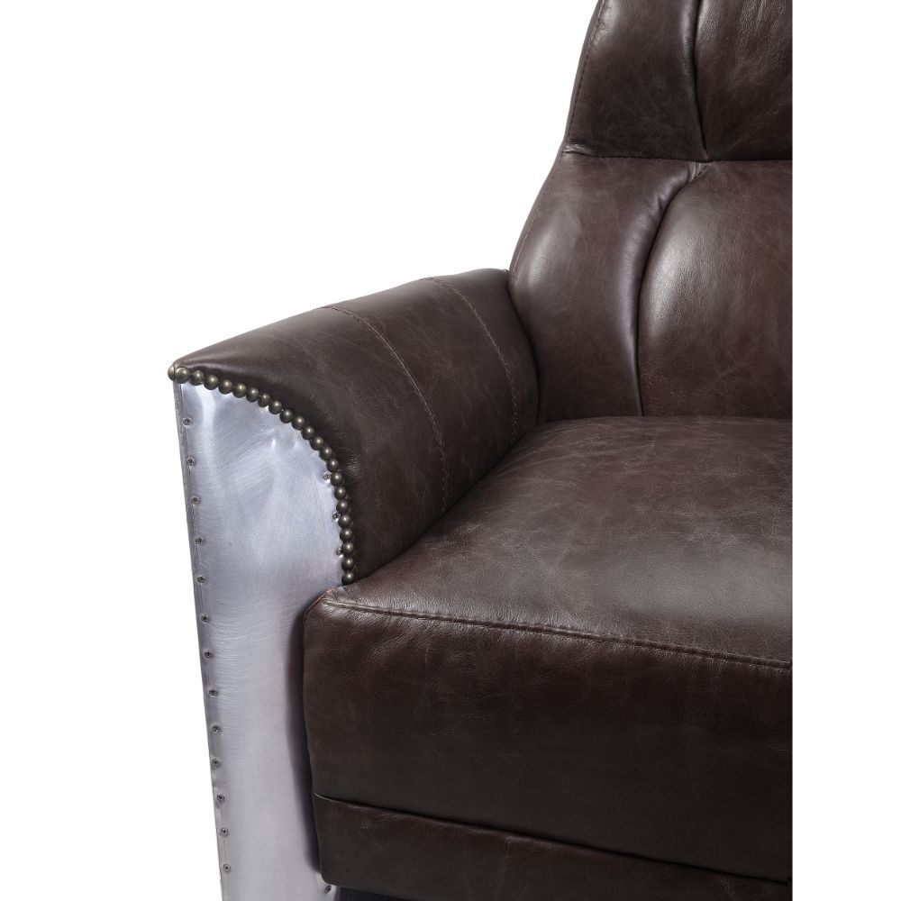 Brancaster - Accent Chair - Espresso Top Grain Leather & Aluminum