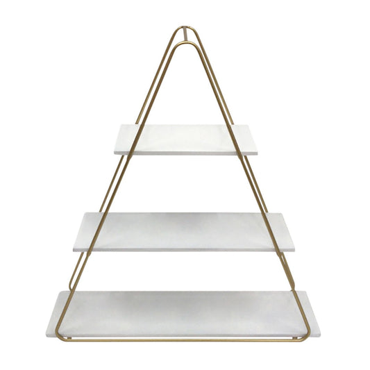 Metal Triangle Wall Shelf - White / Gold