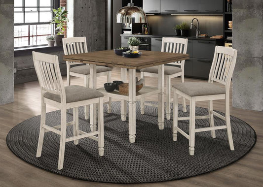 Sarasota - 5 Piece Round Counter Dining Set - White