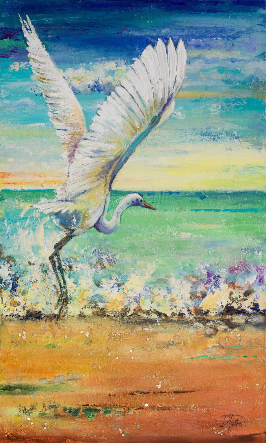 Great Egret I By Patricia Pinto - 60 x 45 Wall Art - Blue